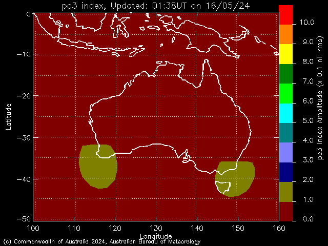 Australian Region pc3 Pulsation Index Map