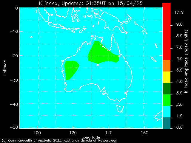 Australian Region Estimated K-Index Map