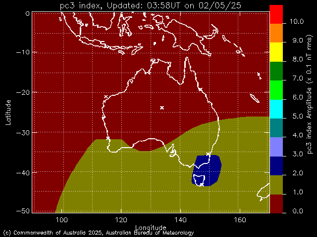 Australian Region pc3 Pulsation Index Map